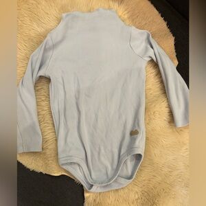 Souris mini - Light Blue Ribbed Long-Sleeve Kids One-Piece